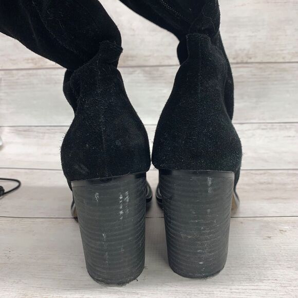 KDB SUEDE BOOTS OVER THE KNEE ANTHROPOLOGIE LOGAN BLACK 10 HEELS - Picture 9 of 16